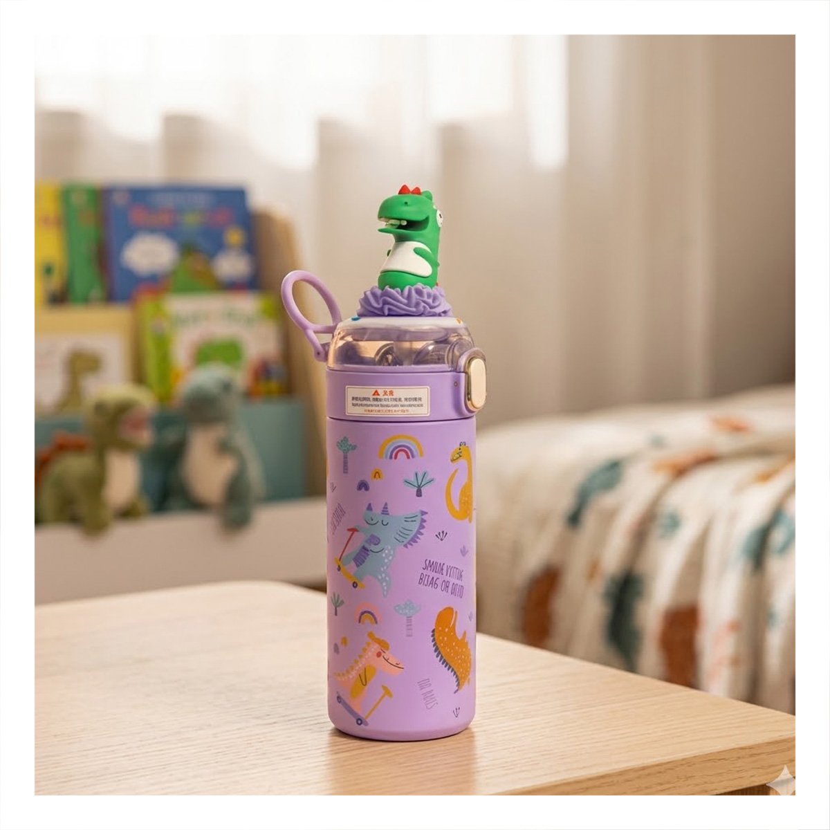 PACK2 COPO 420ML DINOSAURIO 3D LILA PARA NINOS CON TAPA FACIL DE ABRIR - 5