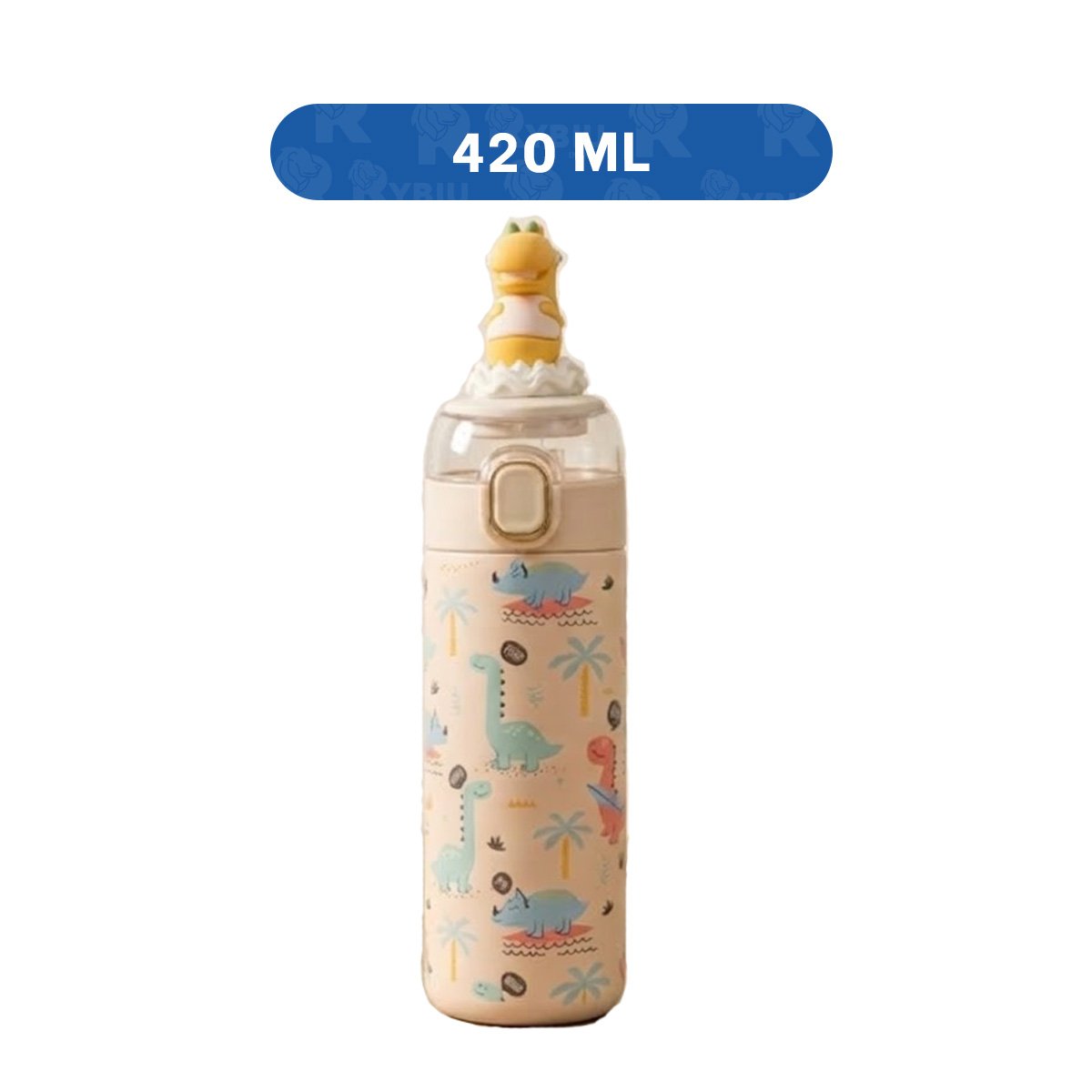 TERMO INFANTIL 420ML DINOSAURIO 3D CREMA CON DISENO COLORIDO PARA NINOS YPAPEL REGALO - 4
