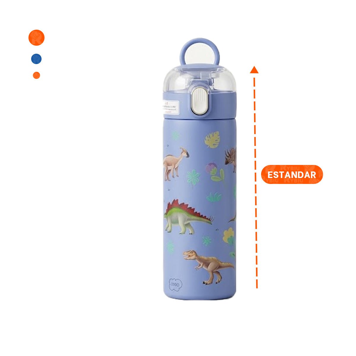 PACK6 FRASCO ESCOLAR 420ML DINOSAURIO AZUL CON APERTURA FACIL PARA NINOS YPAPEL REGALO - 4