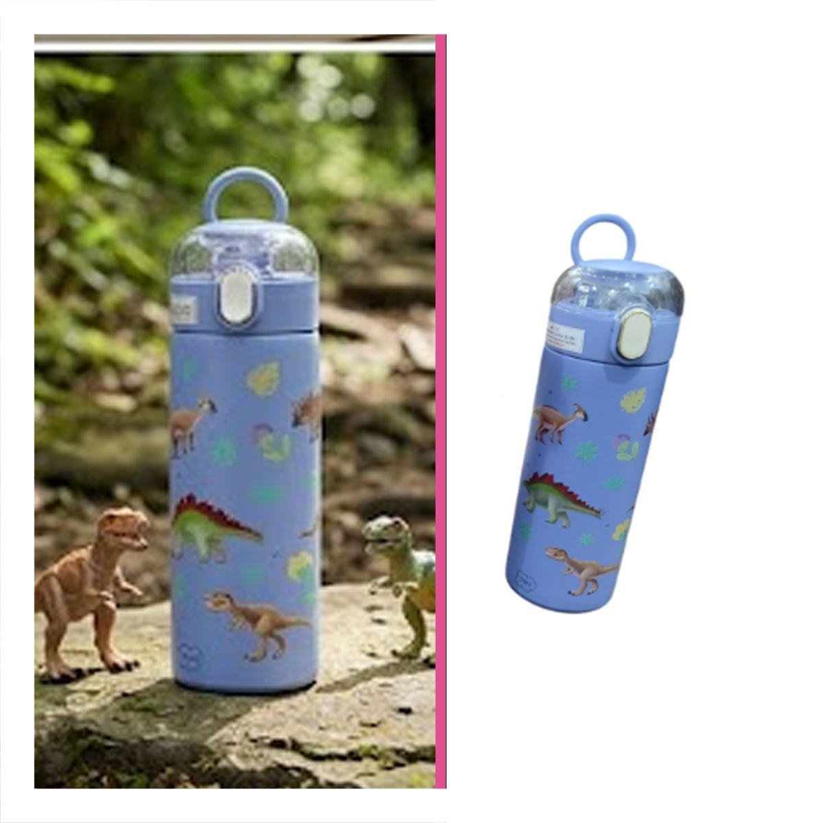 TERMO INFANTIL 420ML DINOSAURIO AZUL CON DISENO COLORIDO PARA NINOS YPAPEL REGALO - 5