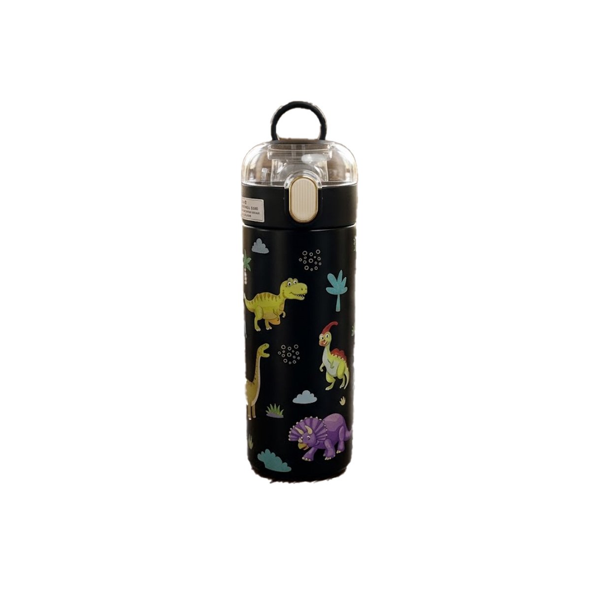 TERMO ESCOLAR 420ML DINOSAURIO NEGRO PARA BEBIDAS FRIAS Y CALIENTES YLIGAS REGALO - 5