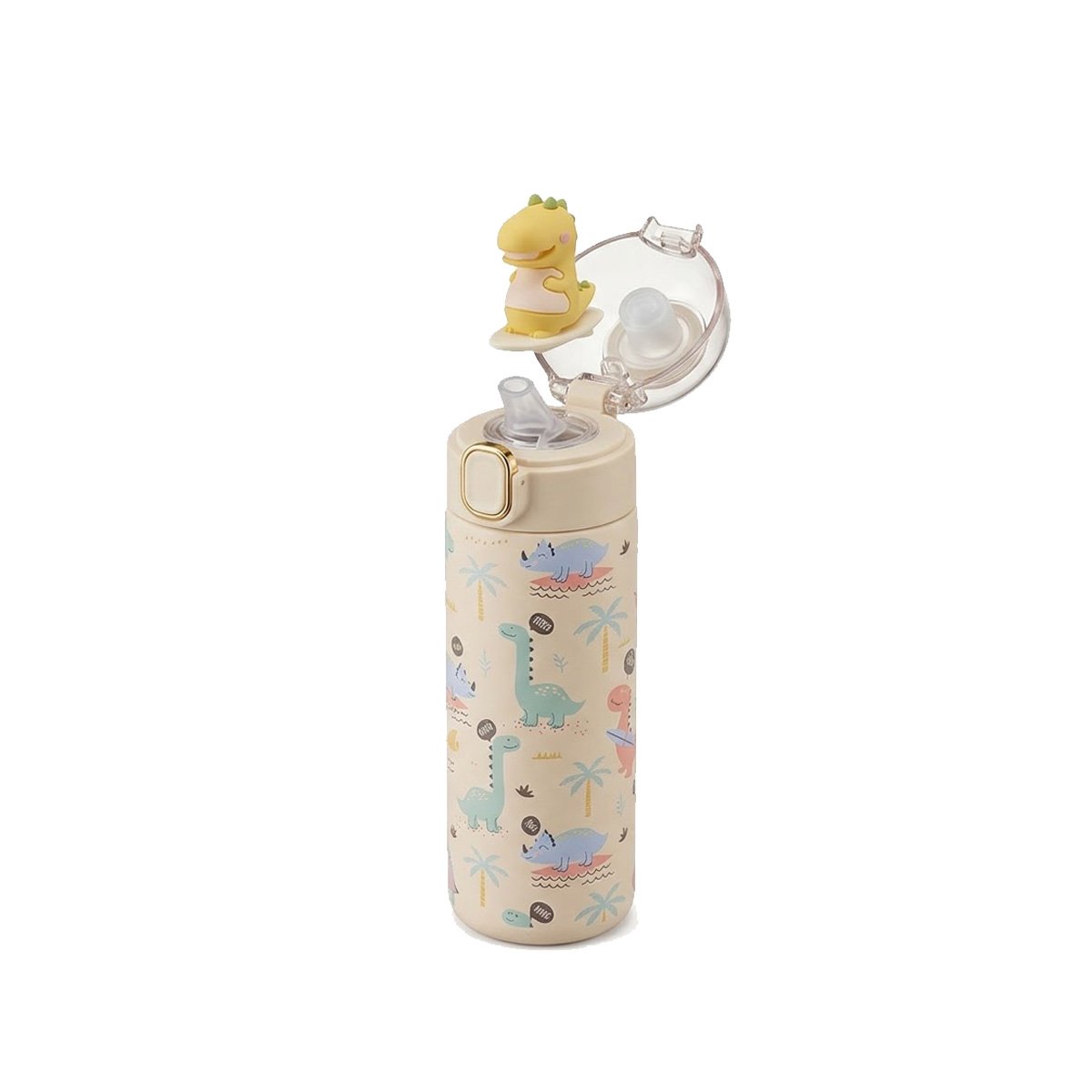 PACK12 CONTENEDOR INFANTIL 420ML DINOSAURIO 3D CREMA PARA AGUA Y JUGOS EN CASA YREGALO STICKER - 2