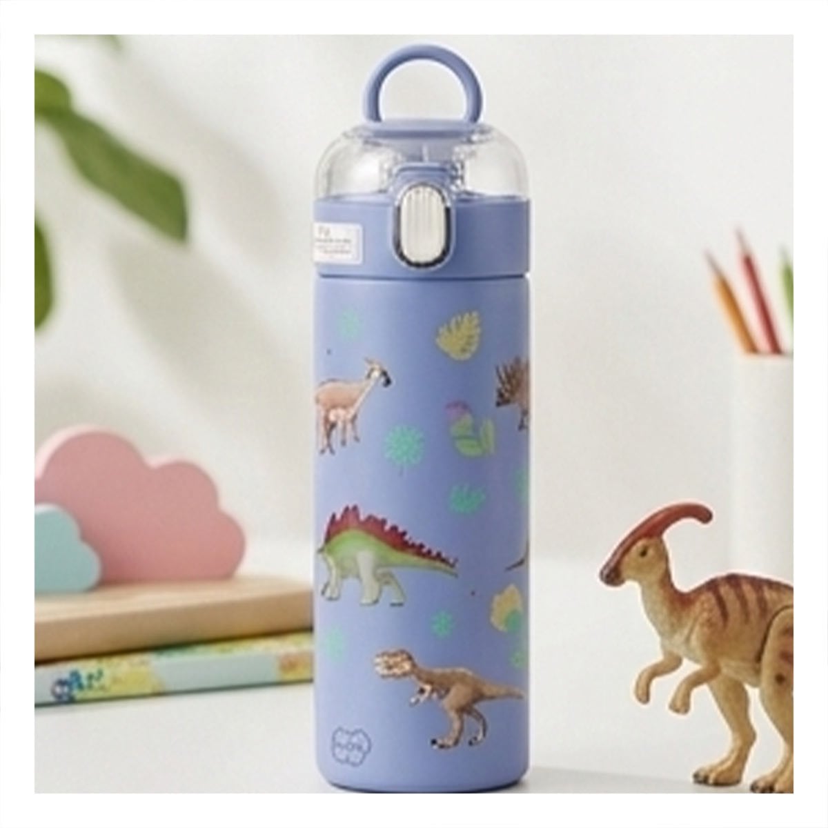 TERMO DIVERTIDO 420ML DINOSAURIO AZUL CON DISENO PARA NINOS YREGALO STICKER - 5