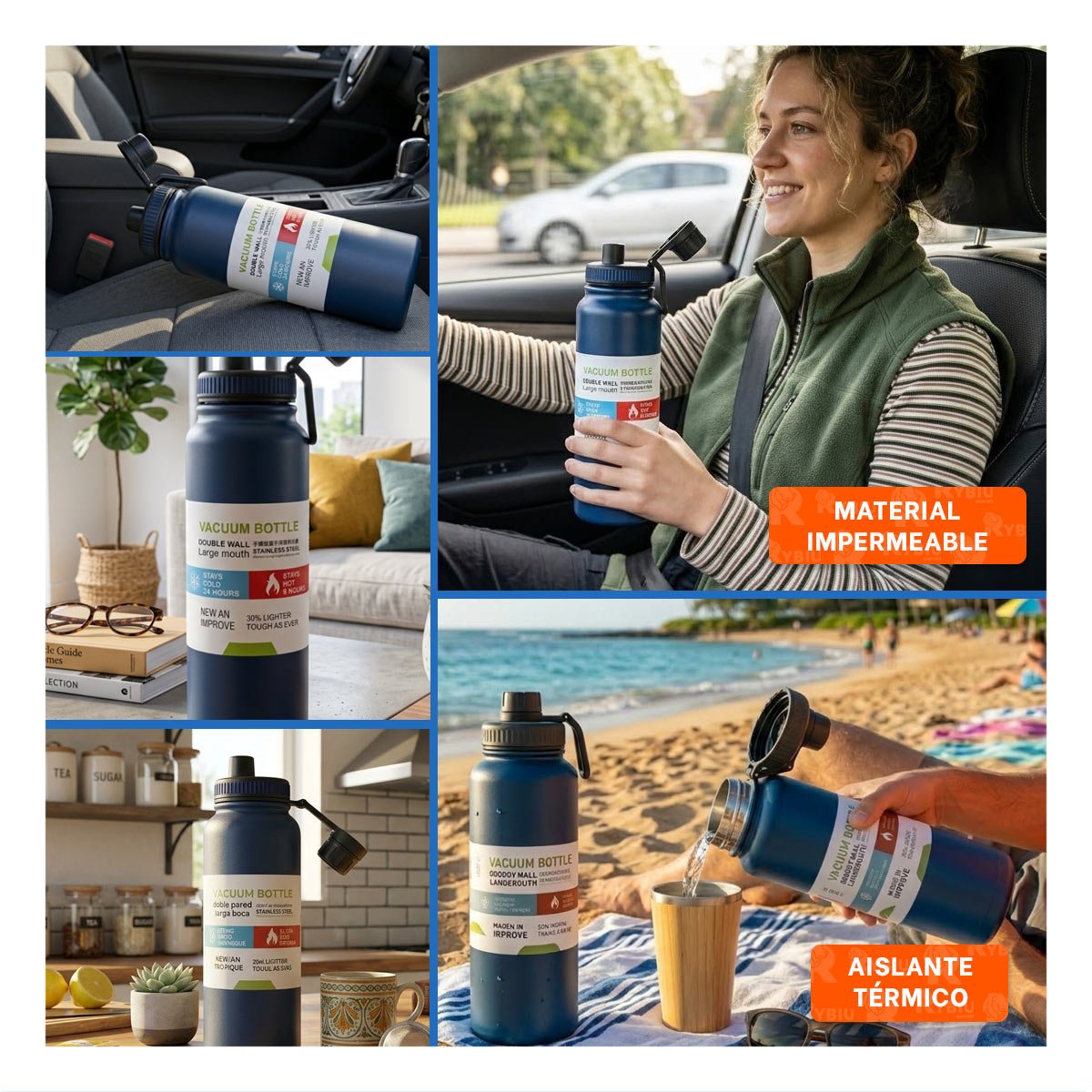 PACK4 FRASCO 800ML AZUL CON DISENO INFANTIL PARA REGALOS YREGALO STICKER - 2