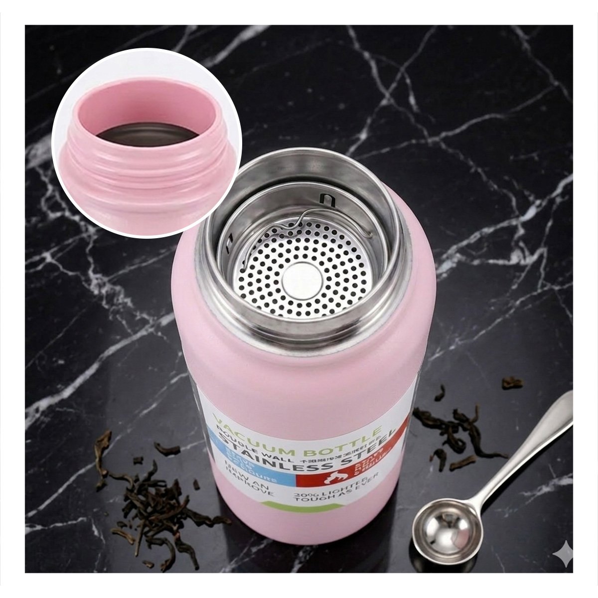 TERMO INFANTIL 800ML ROSADO CON DISENO COLORIDO PARA NINOS YPAPEL REGALO - 2