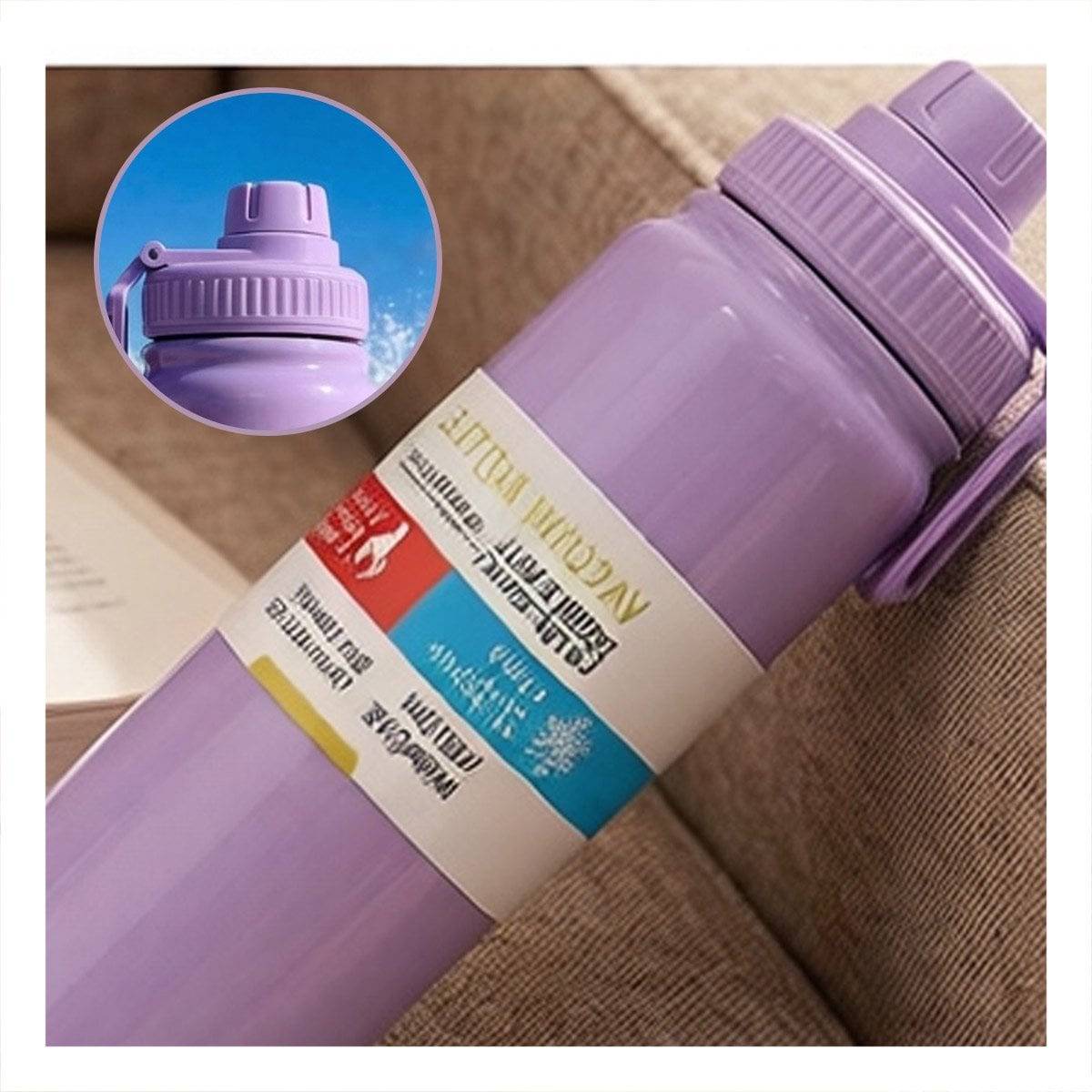 TERMO 800ML LILA CON TAPA HERMETICA PARA HIDRATACION DIARIA - 1