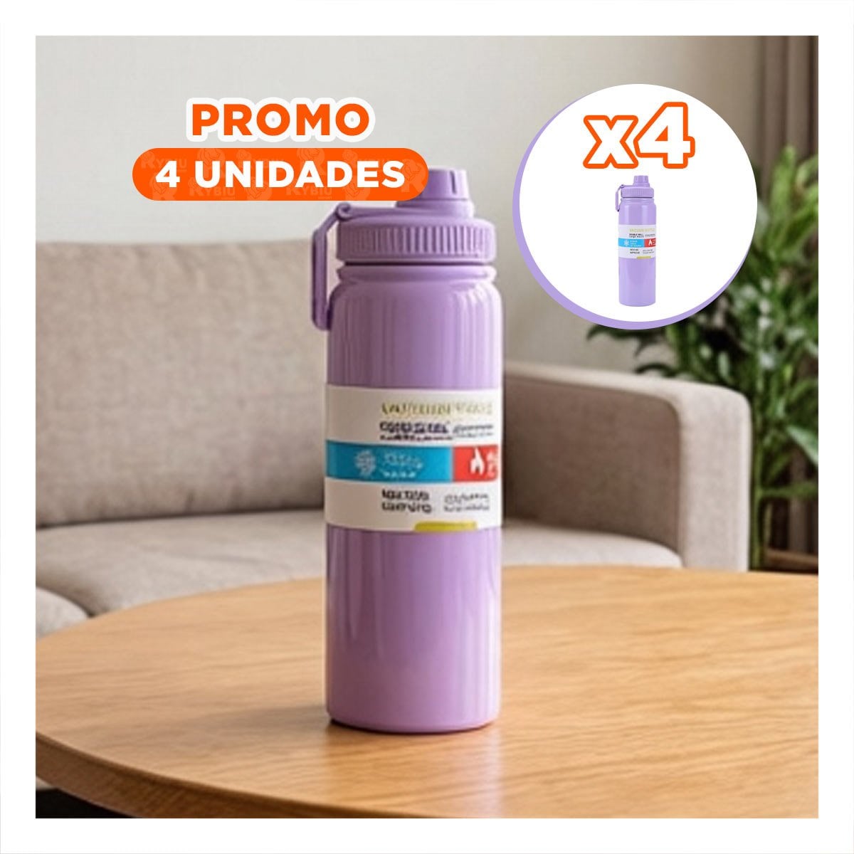 PACK4 ENVASE 800ML LILA CON APERTURA SEGURA PARA VIAJES YREGALO STICKER - 1
