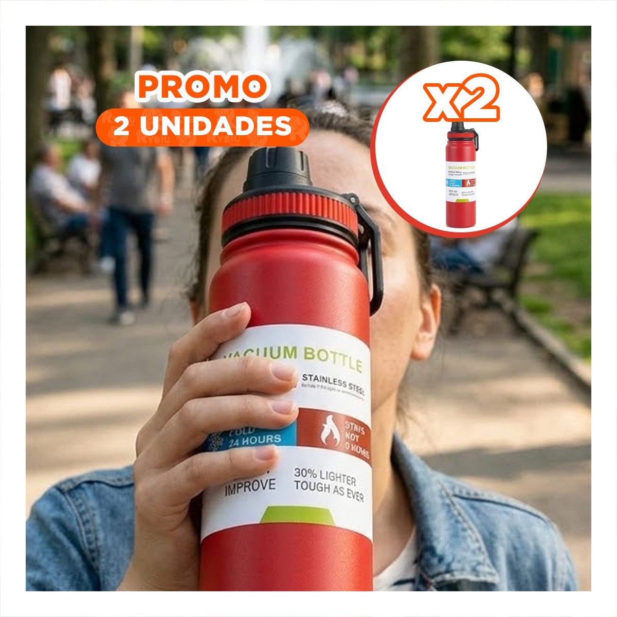 PACK2 COPO 800ML ROJO PARA NINOS CON TAPA FACIL DE ABRIR - 1