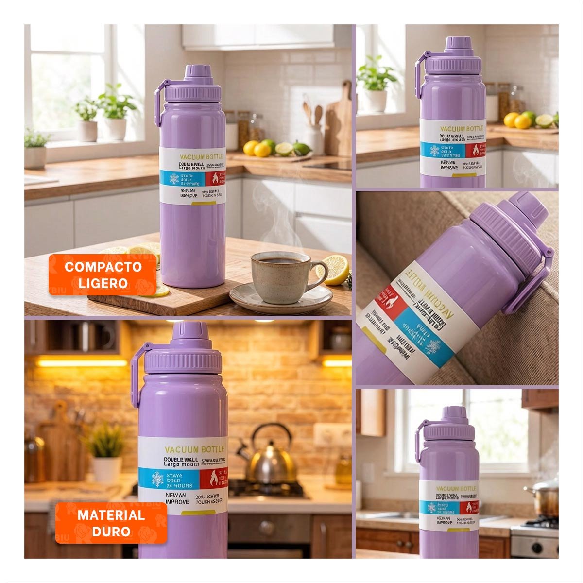 PACK12 ENVASE DIVERTIDO 800ML LILA PARA BEBIDAS EN EXCURSIONES - 2