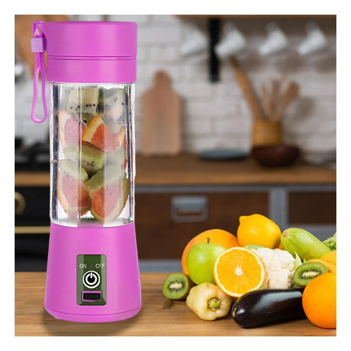 LICUADORA PORTATIL LILA RECARGABLE PARA JUGOS Y BATIDOS EN CASA - 3