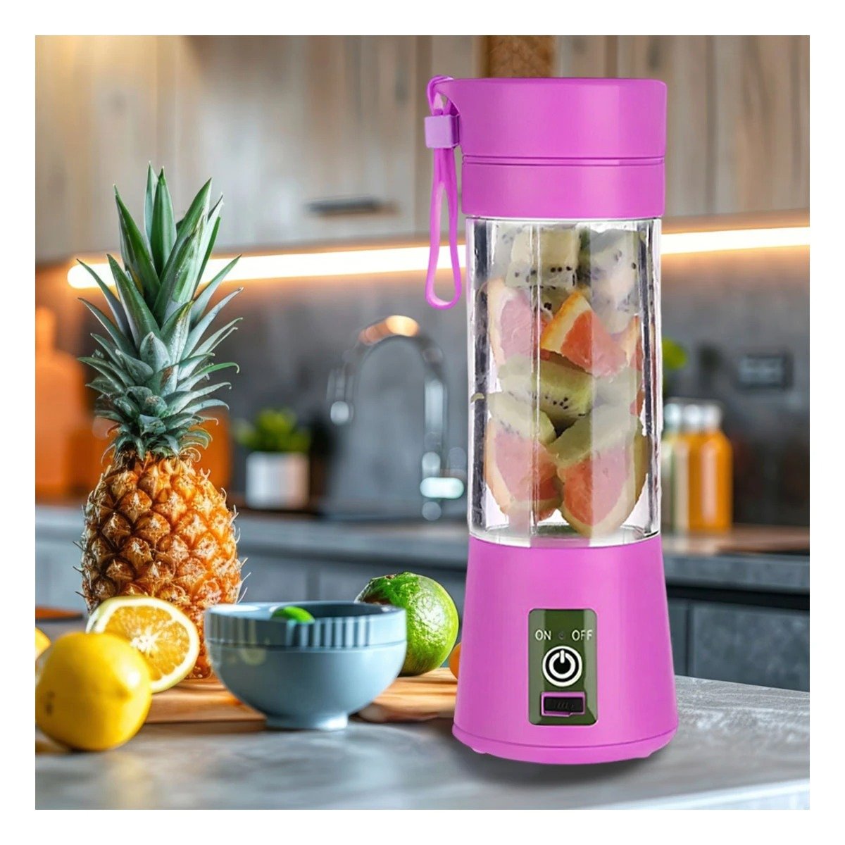 LICUADORA PORTATIL LILA RECARGABLE PARA JUGOS Y BATIDOS EN CASA - 5