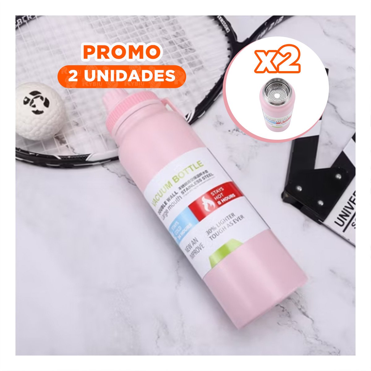 PACK2 ENVASE 800ML ROSADO CON APERTURA SEGURA PARA VIAJES - 1