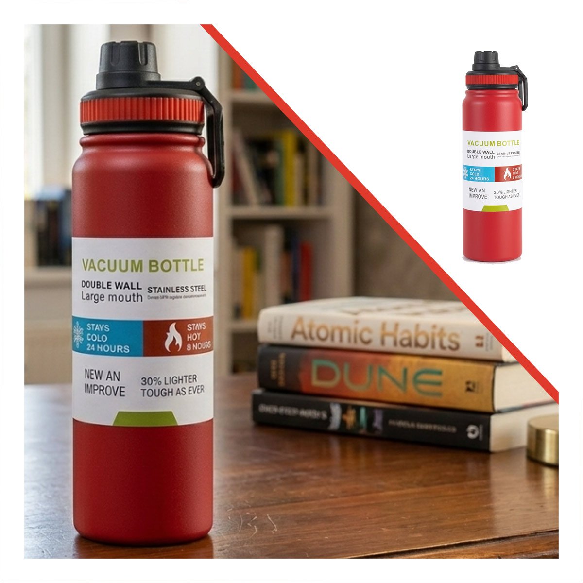 TERMO PORTATIL 800ML ROJO PARA NINOS CON SEGURA YSTICKY - 5