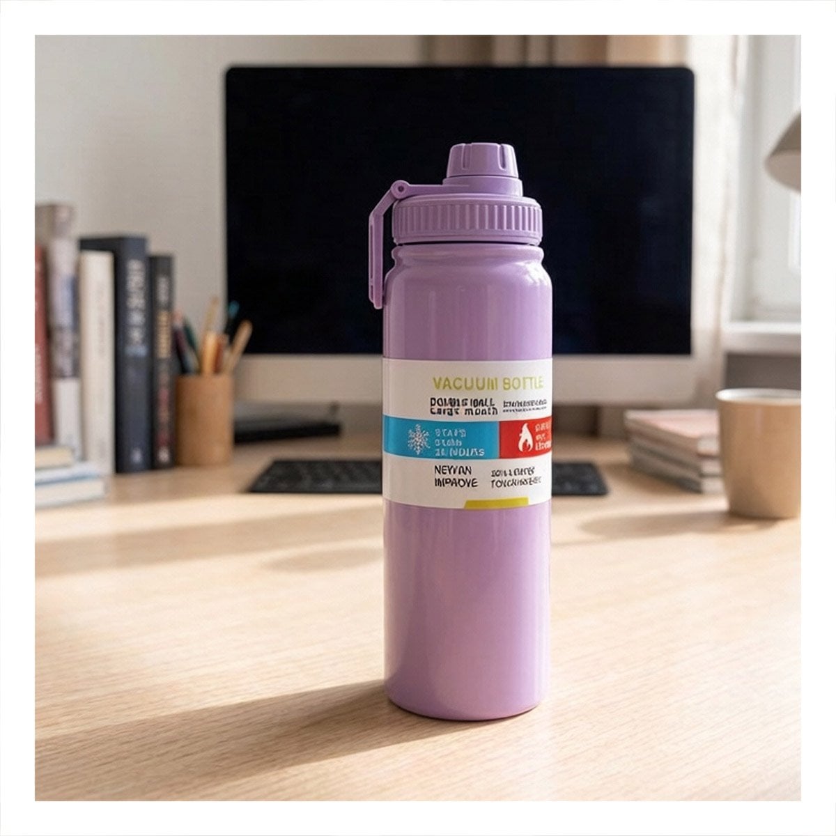 TERMO PORTATIL 800ML LILA PARA NINOS CON SEGURA YSTICKY - 1