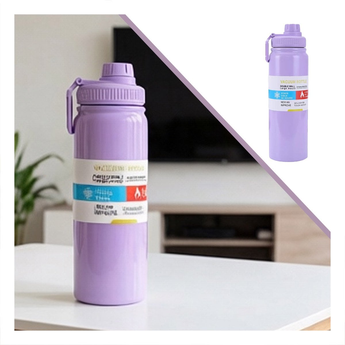TERMO PORTATIL 800ML LILA PARA NINOS CON SEGURA YSTICKY - 5