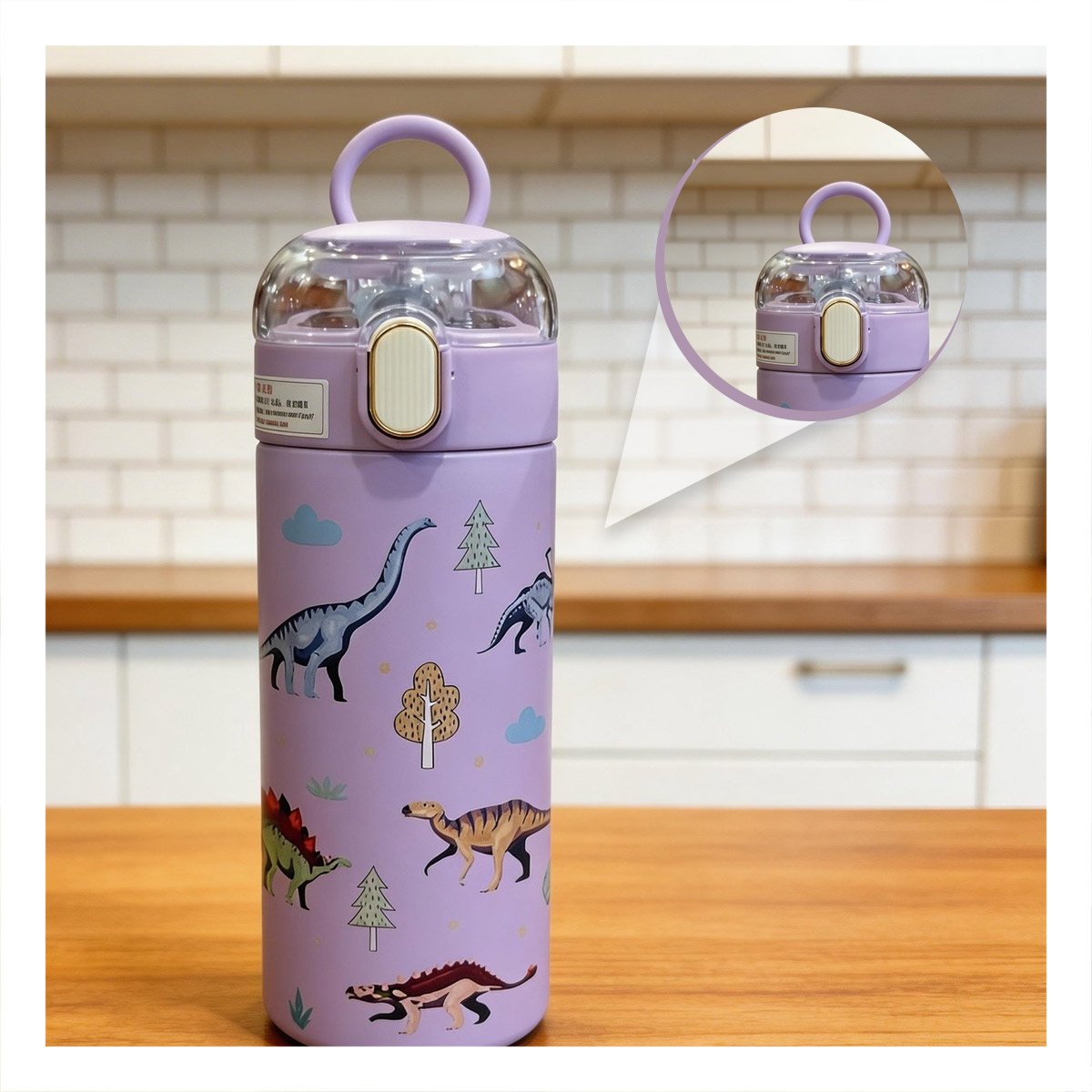 PACK4 FRASCO 420ML DINOSAURIO LILA CON DISENO INFANTIL PARA REGALOS YREGALO STICKER - 5