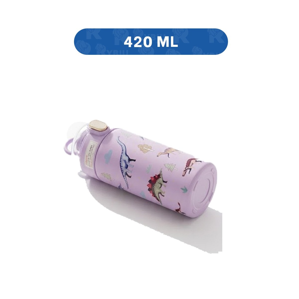 TERMO PORTATIL 420ML DINOSAURIO LILA PARA NINOS CON SEGURA YSTICKY - 4