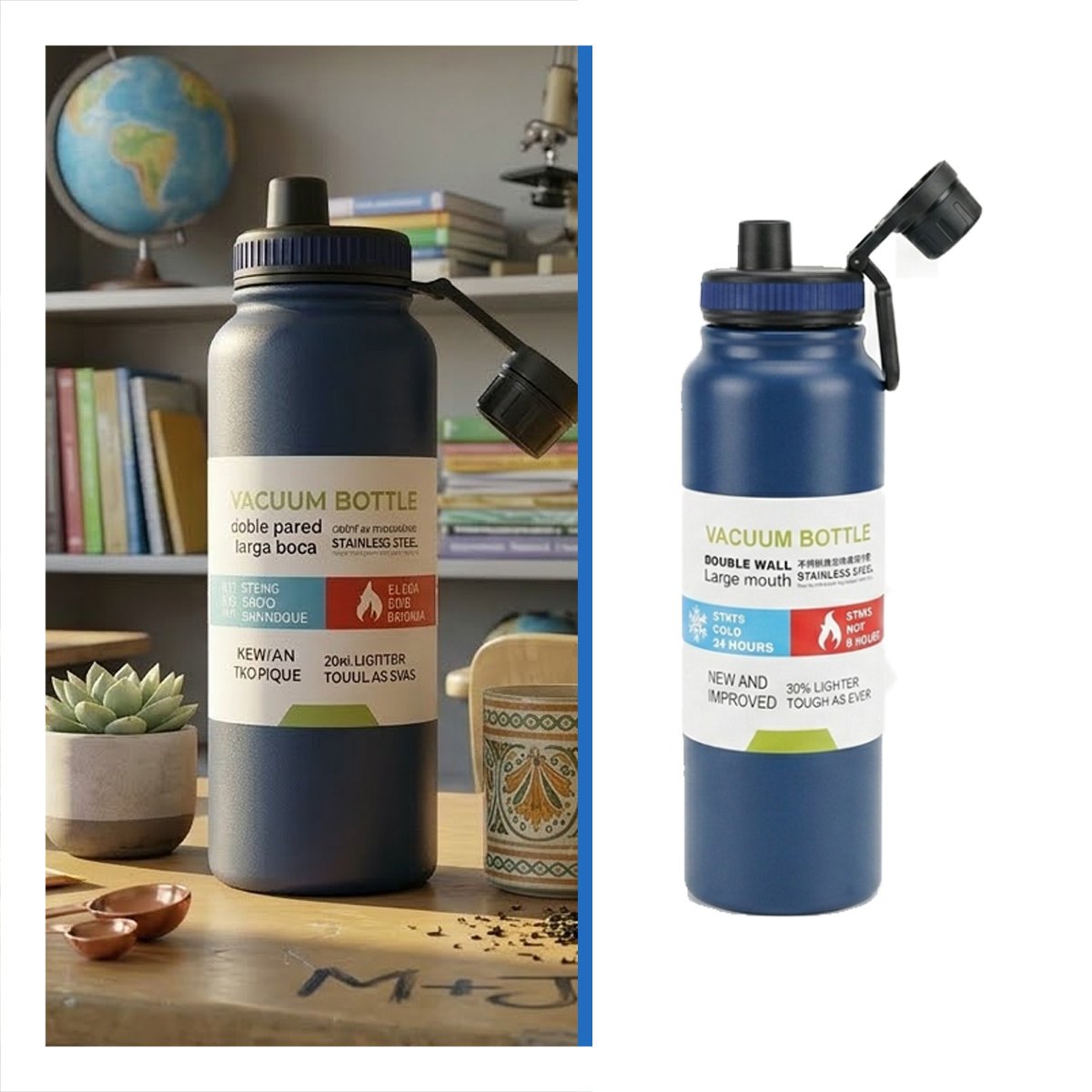 TERMO INFANTIL 800ML AZUL CON DISENO COLORIDO PARA NINOS YPAPEL REGALO - 5