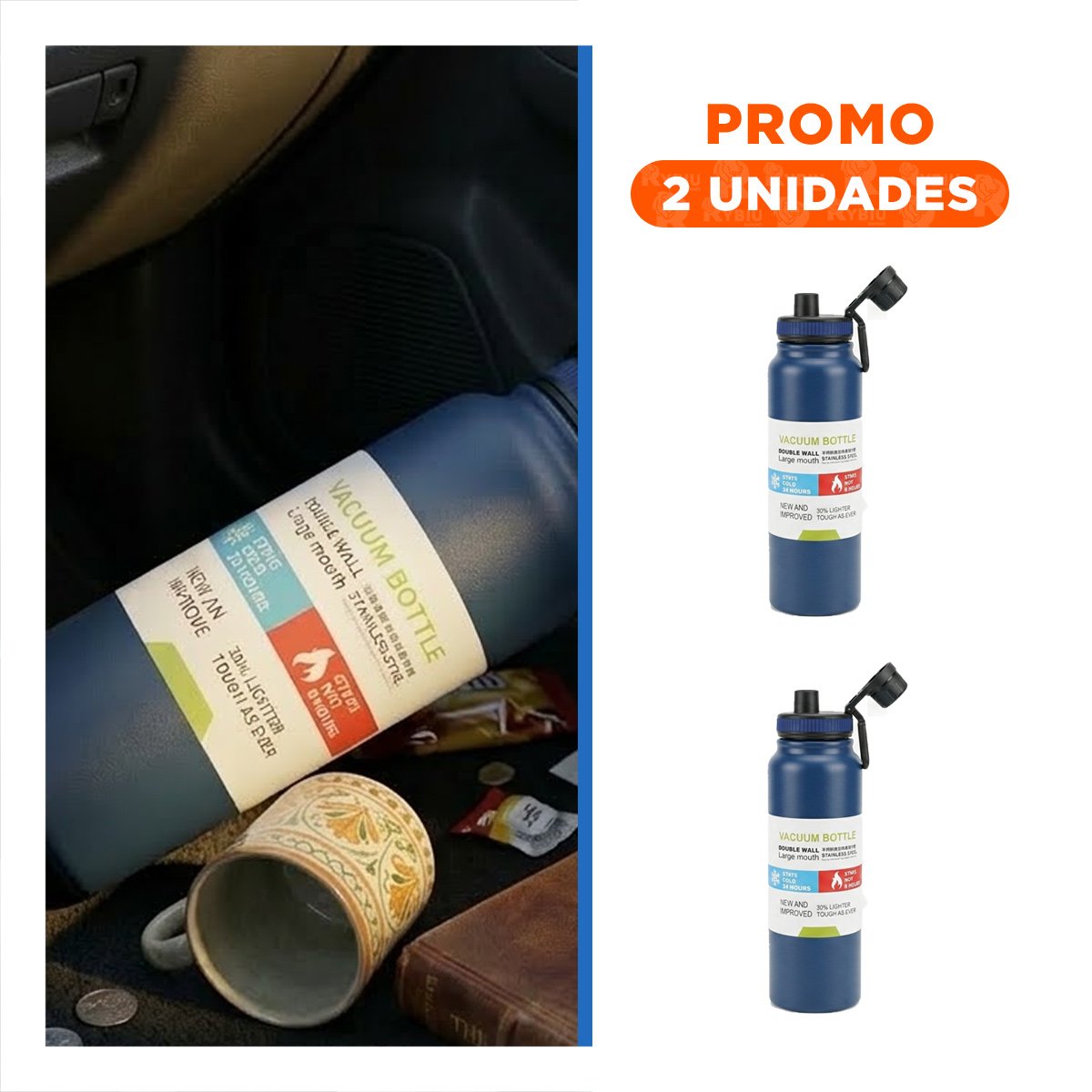 PACK2 COPO ESCOLAR 800ML AZUL PARA BEBIDAS EN CASA O ESCUELA YREGALO STICKER - 1