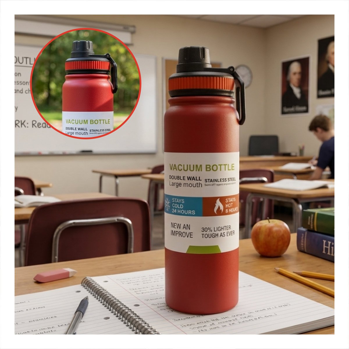 PACK4 COPO DIVERTIDO 800ML ROJO PARA NINOS EN ESCUELA Y HOGAR YPAPEL REGALO - 2