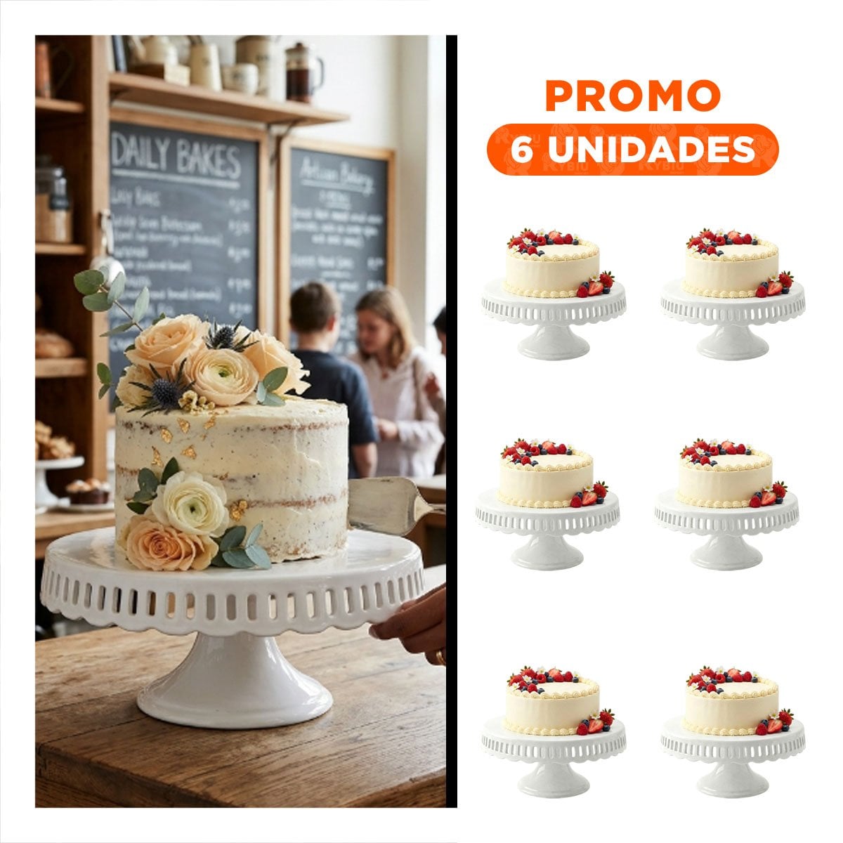 PACK6 SOPORTE RAYITAS PARA REPOSTERIA CERAMICA BLANCO 30 CM PARA HOGAR YREGALO STICKER - 1