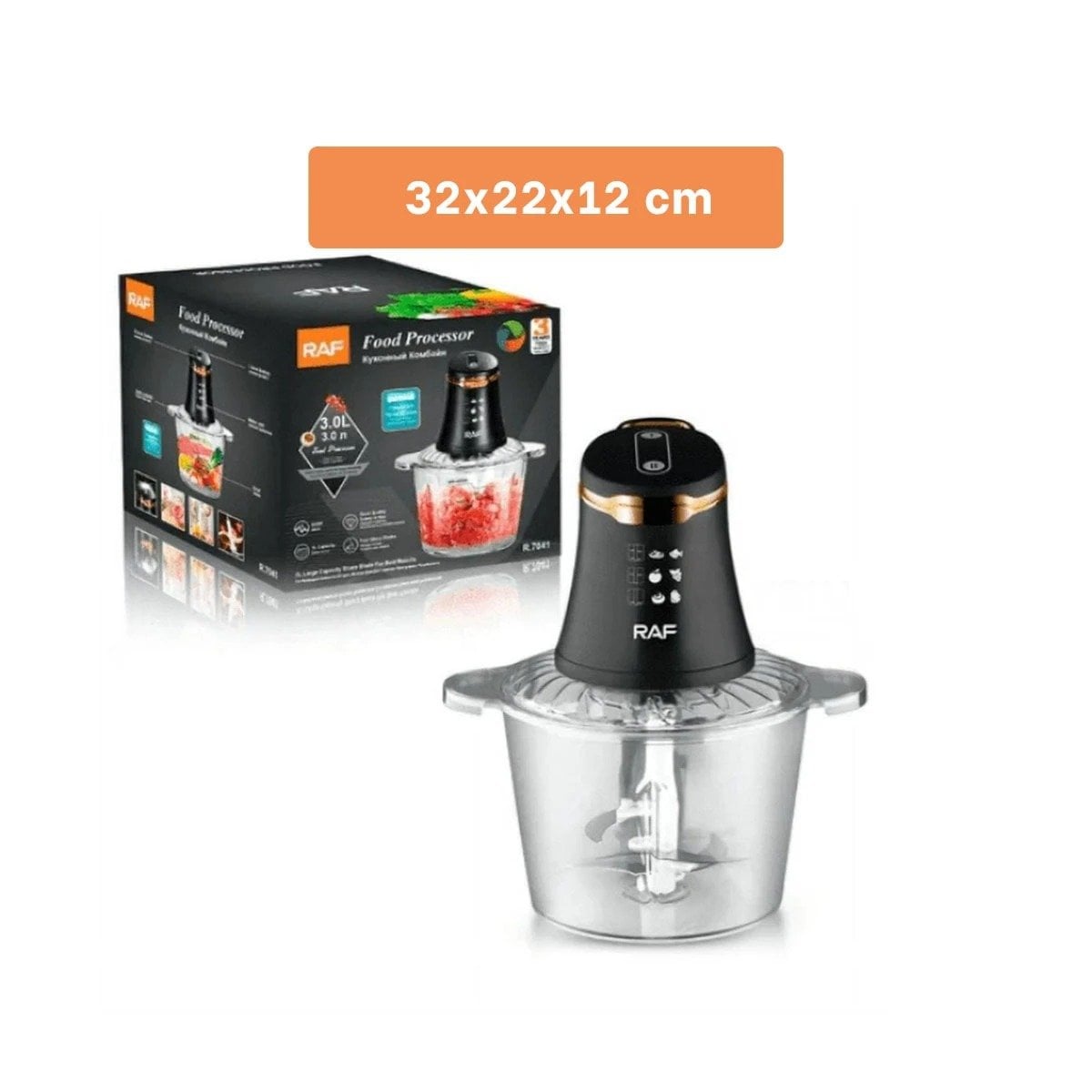 PICADORA DE ALIMENTOS CON 4 CUCHILLAS NEGRO POTENTE PARA COCINA MODERNA - 4