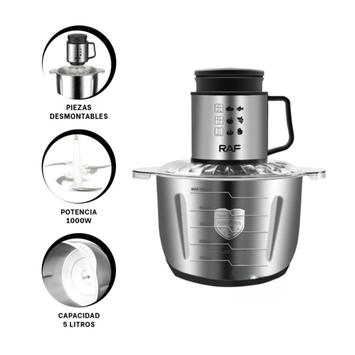 ELECTRODOMESTICO PICATODO RAF PROCESADOR DE ALIMENTOS POTENTE PARA PREPARACIONES YSTICKY - 5