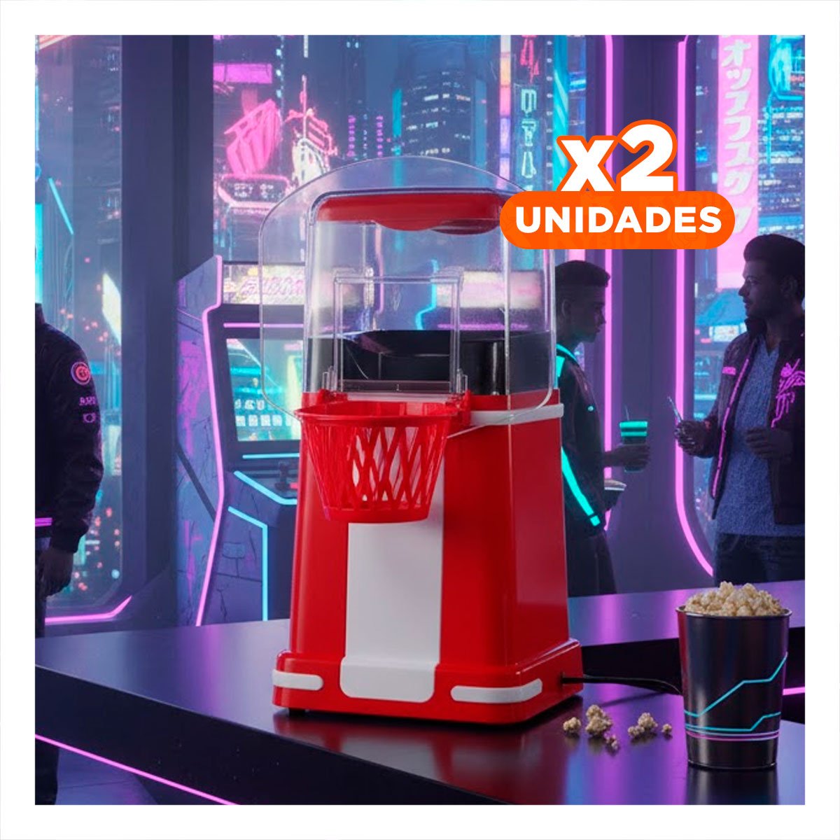PACK2 FABRICADORA DE POP CORN TIPO BASQUET COLOR ROJO PARA CASA ESTILO CINE - 1