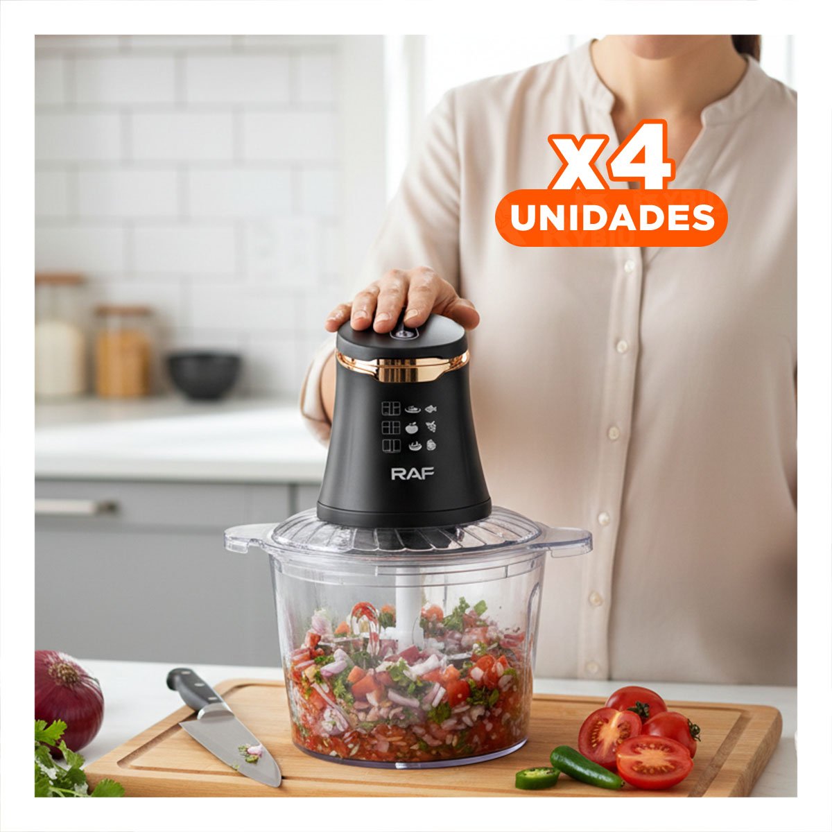 PACK4 APARATO DE COCINA CON 4 CUCHILLAS NEGRO PRACTICO Y FUNCIONAL YREGALO STICKER - 1