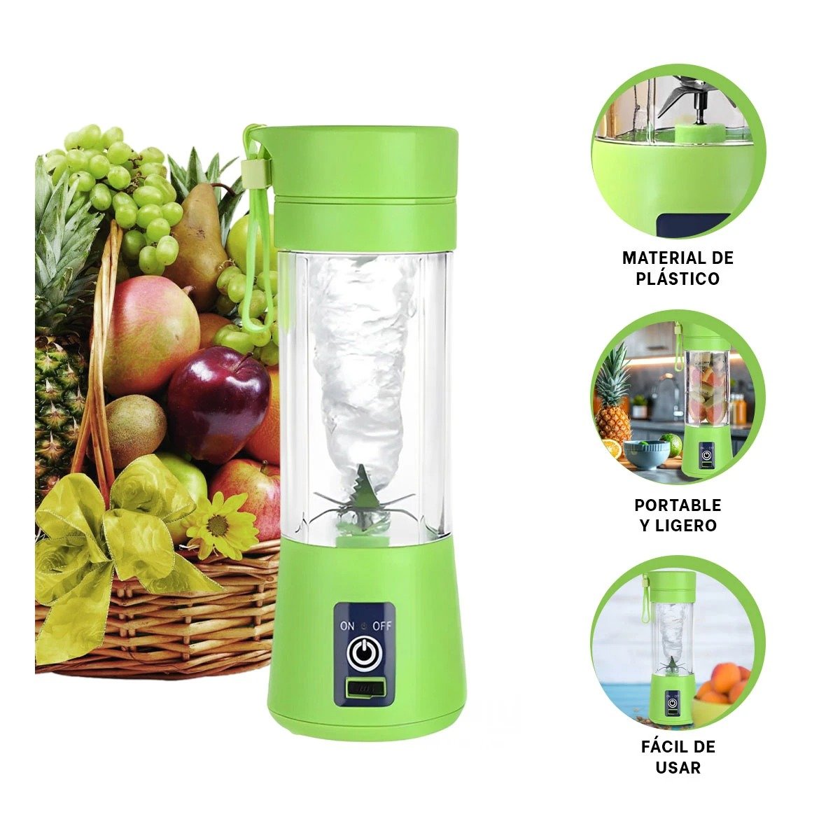 MEZCLADORA MODERNA PORTATIL VERDE PARA JUGOS NATURALES EN CASA YSTICKY - 5