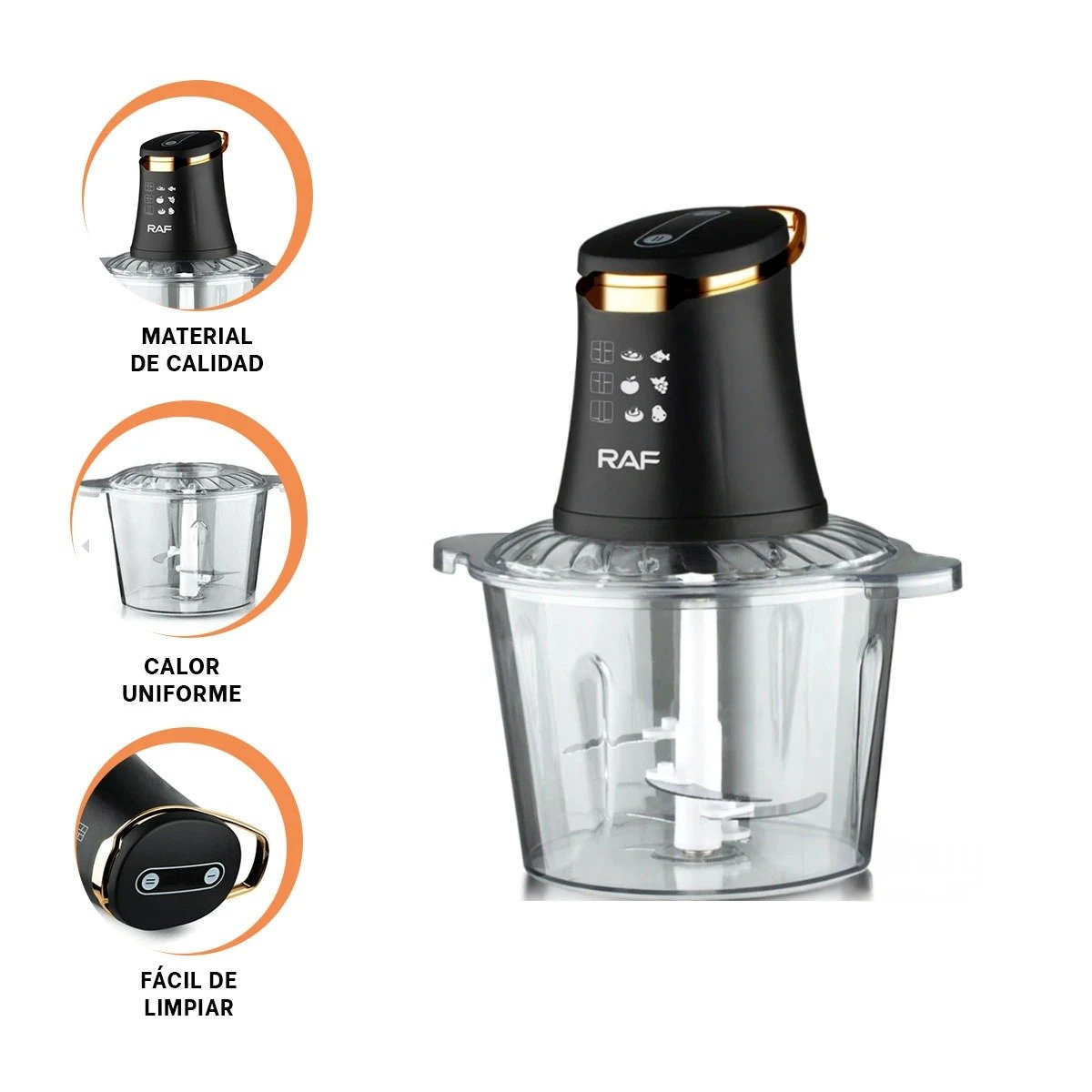 MOLEDORA DE ALIMENTOS CON 4 CUCHILLAS NEGRO PRACTICA Y DURADERA PARA HOGAR YSTICKY - 5