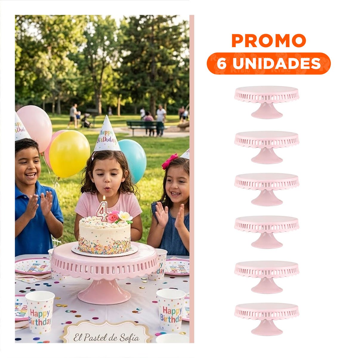 PACK6 SOPORTE RAYITAS PARA REPOSTERIA CERAMICA ROSADO 25 CM RESISTENTE YREGALO STICKER - 1