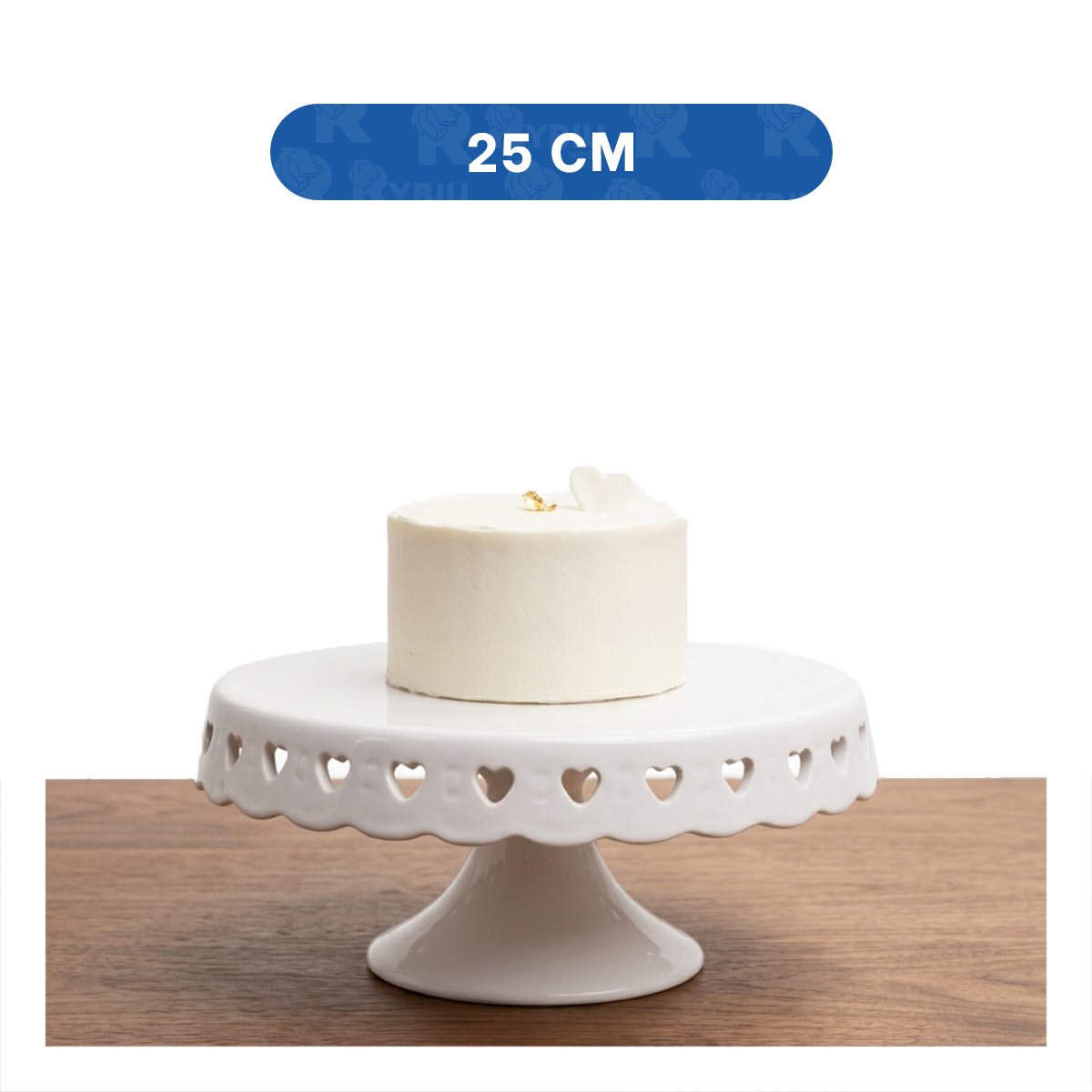 PACK2 BASE DECORATIVA CERAMICA BLANCO CON CORAZONES 25 CM PARA TORTA YREGALO STICKER - 4