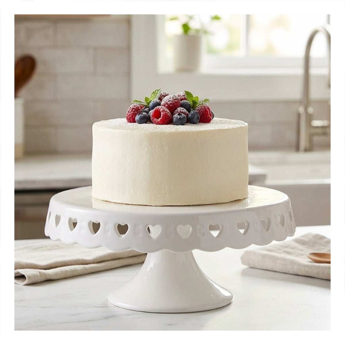 PACK2 BASE DECORATIVA CERAMICA BLANCO CON CORAZONES 25 CM PARA TORTA YREGALO STICKER - 5