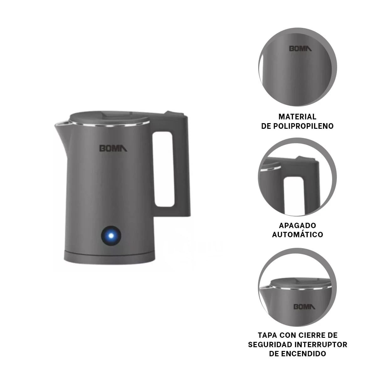 OLLA ELECTRICA 1800ML PLOMO BOMA TECNOLOGIA MODERNA Y PRACTICA PARA CASA YSTICKY - 5