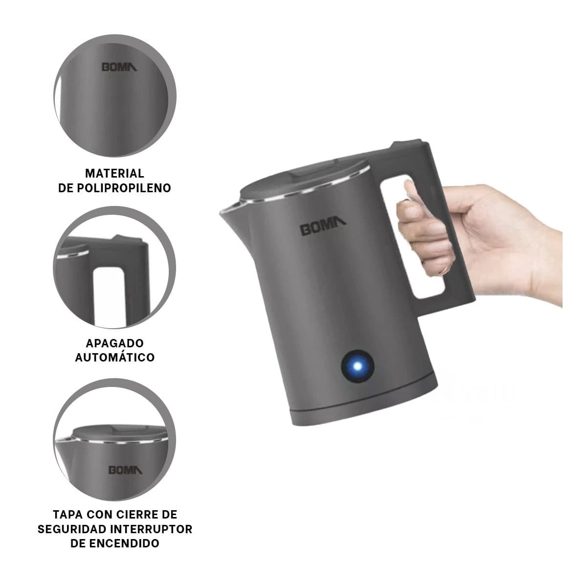 CALENTADOR ELECTRICO 1800ML PLOMO BOMA TECNOLOGIA MODERNA PARA COCINA YPAPEL REGALO - 5