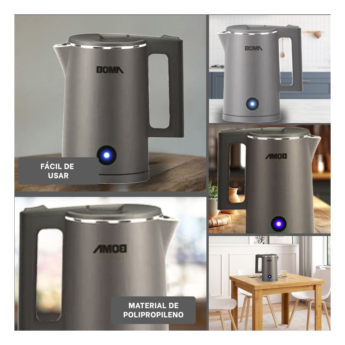 HERVIDOR ELECTRICO 1800ML PLOMO BOMA TECNOLOGIA MODERNA PARA HOGAR - 2