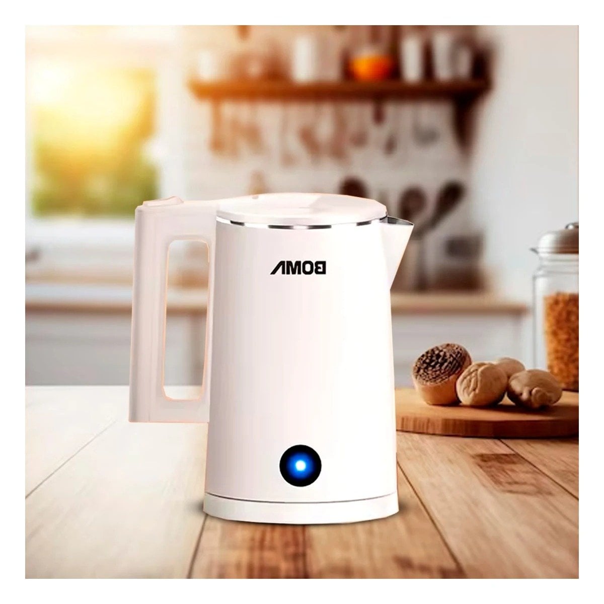 HERVIDOR ELECTRICO BLANCO BOMA PARA COCINA MODERNA Y HOGAR - 1