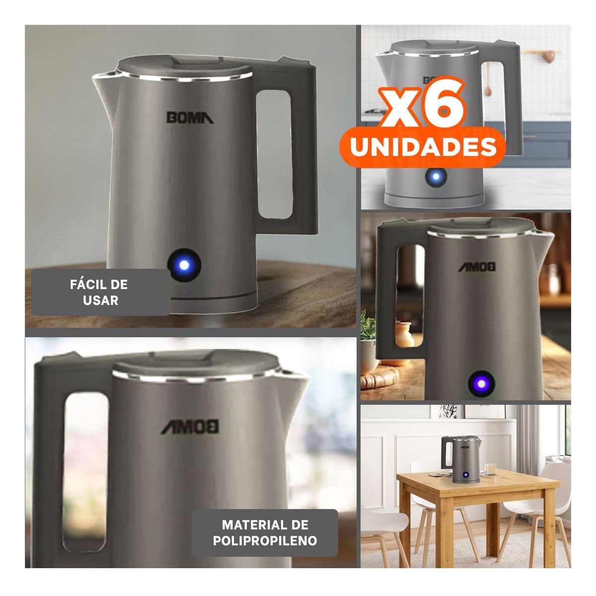 PACK6 ELECTRODOMESTICO 1800ML PLOMO BOMA DISENO MODERNO PARA COCINA YPAPEL REGALO - 1