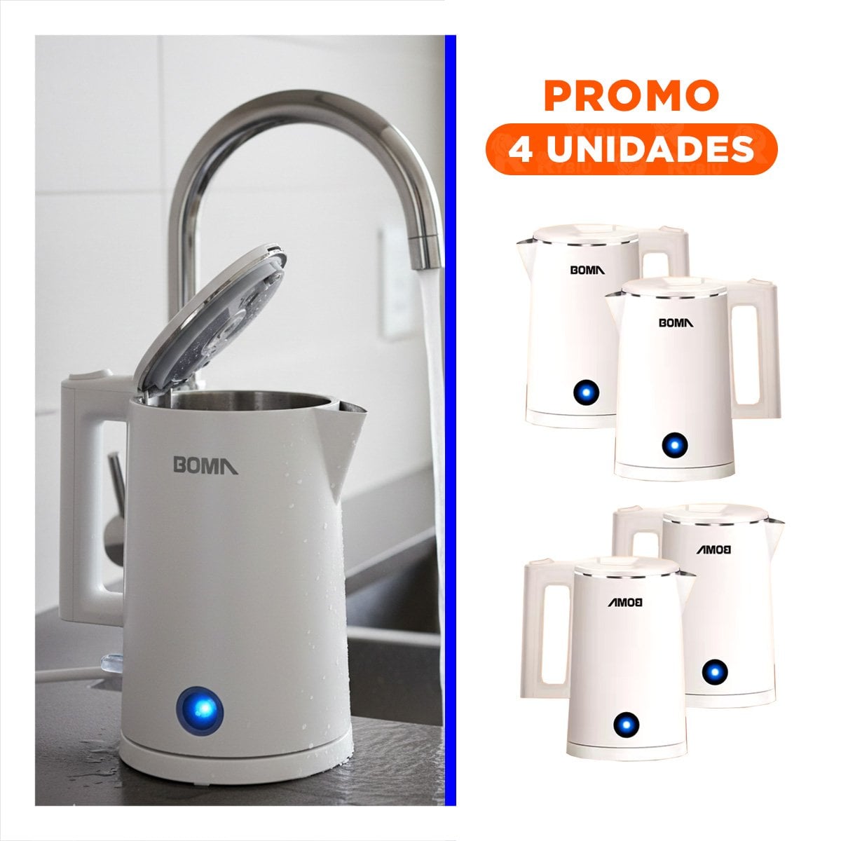 PACK4 TETERA DE AGUA BLANCO BOMA PARA COCINA FAMILIAR - 1