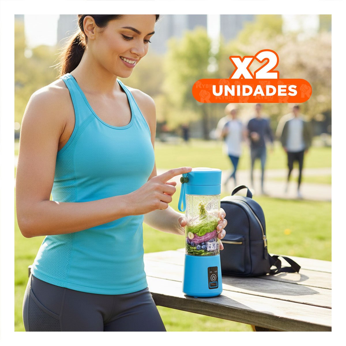 PACK2 BATIDORA PORTATIL CELESTE RECARGABLE PARA JUGOS Y SMOOTHIES - 1