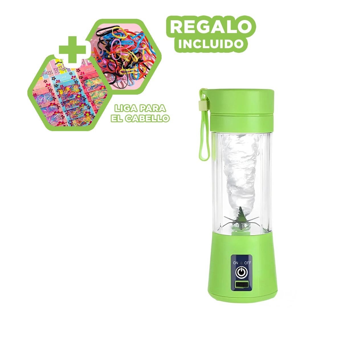 TRITURADORA PERSONAL PORTATIL VERDE RECARGABLE PARA BATIDOS Y SMOOTHIES YLIGAS REGALO - 2