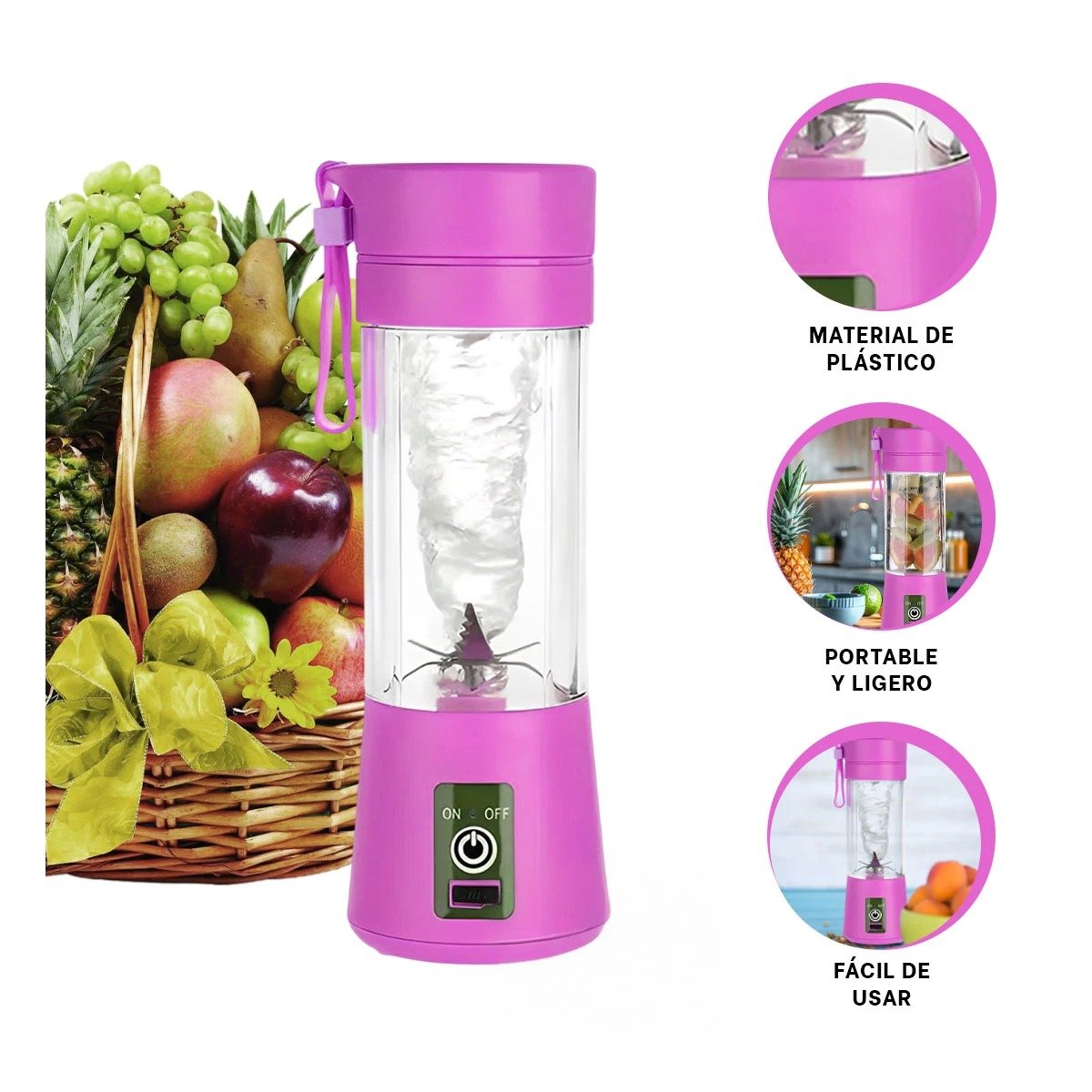 MEZCLADORA MODERNA PORTATIL LILA PARA JUGOS NATURALES YSTICKY - 5