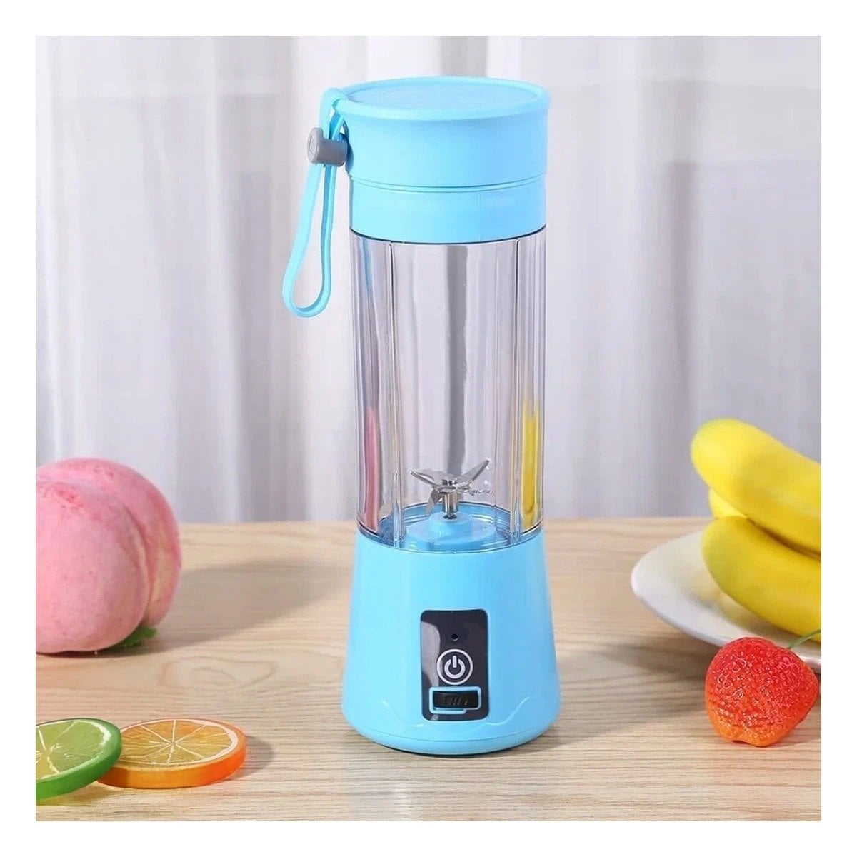 LICUADORA PORTATIL RECARGABLE CELESTE PARA JUGOS Y BATIDOS EN CASA - 3