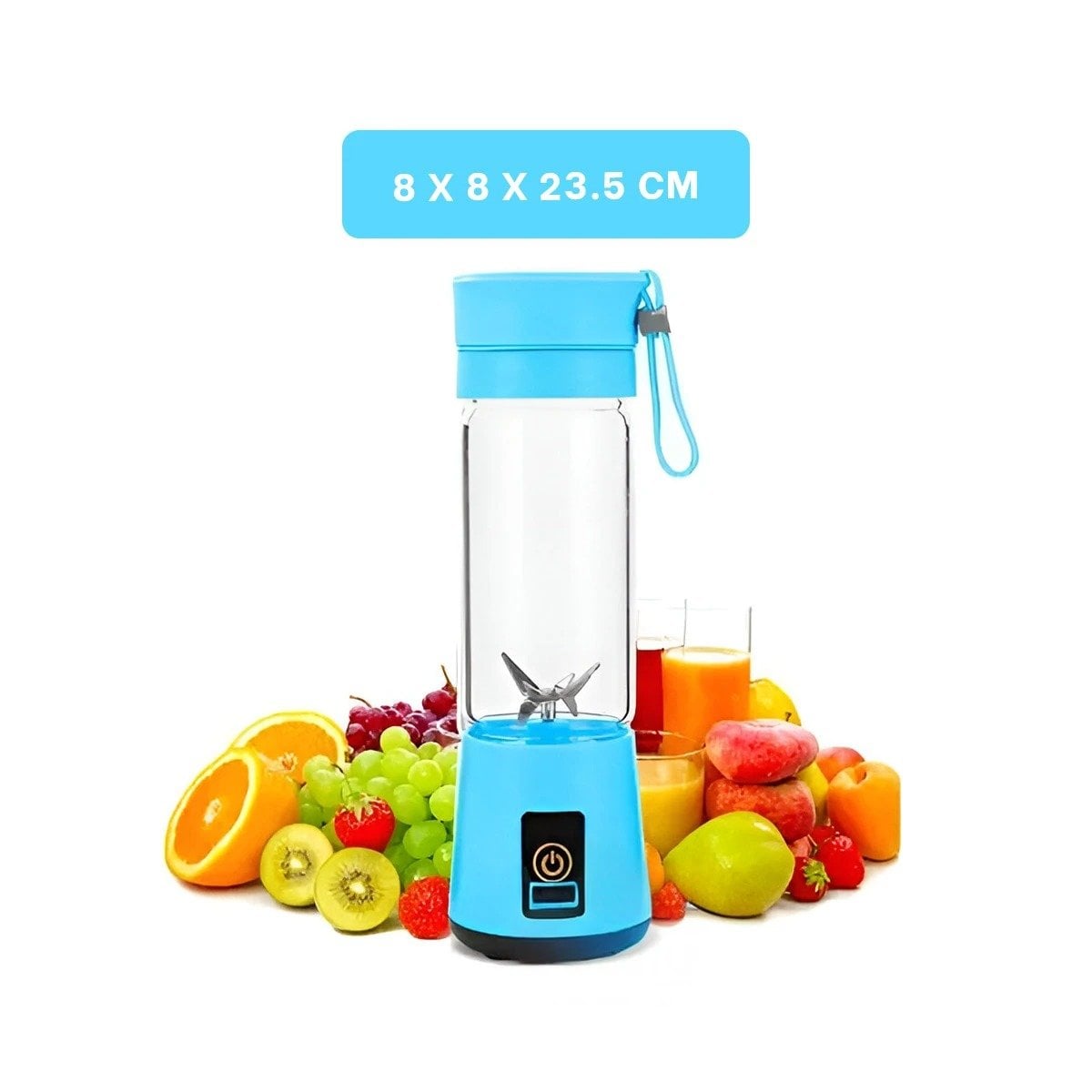 LICUADORA PORTATIL RECARGABLE CELESTE PARA JUGOS Y BATIDOS EN CASA - 4