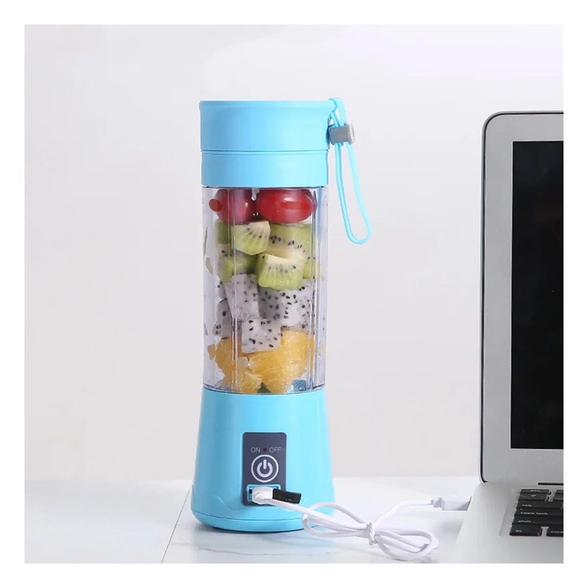 LICUADORA PORTATIL RECARGABLE CELESTE PARA JUGOS Y BATIDOS EN CASA - 5