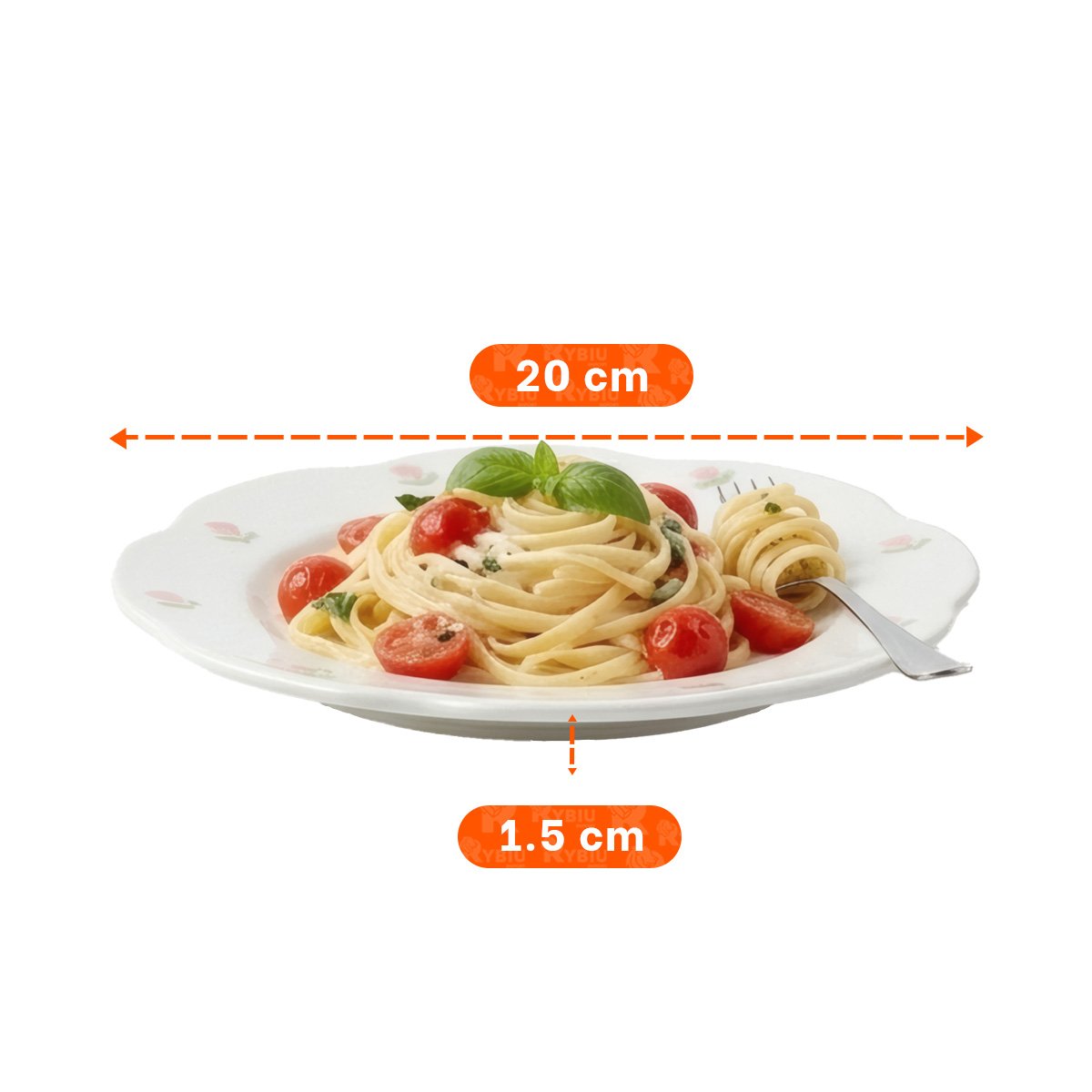PACK4 PLATO MODERNO PLANO CIRCULAR TULIPANES BLANCO 20X1,5CM PARA MESA YREGALO STICKER - 4