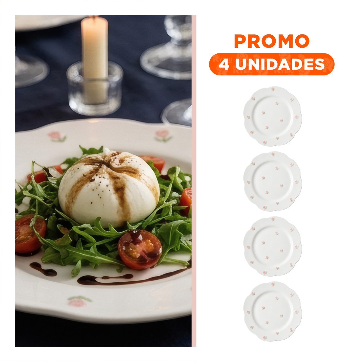PACK4 CUENCO HONDO CIRCULAR TULIPANES BLANCO 20X1,5CM PARA ENSALADAS Y SOPAS - 1