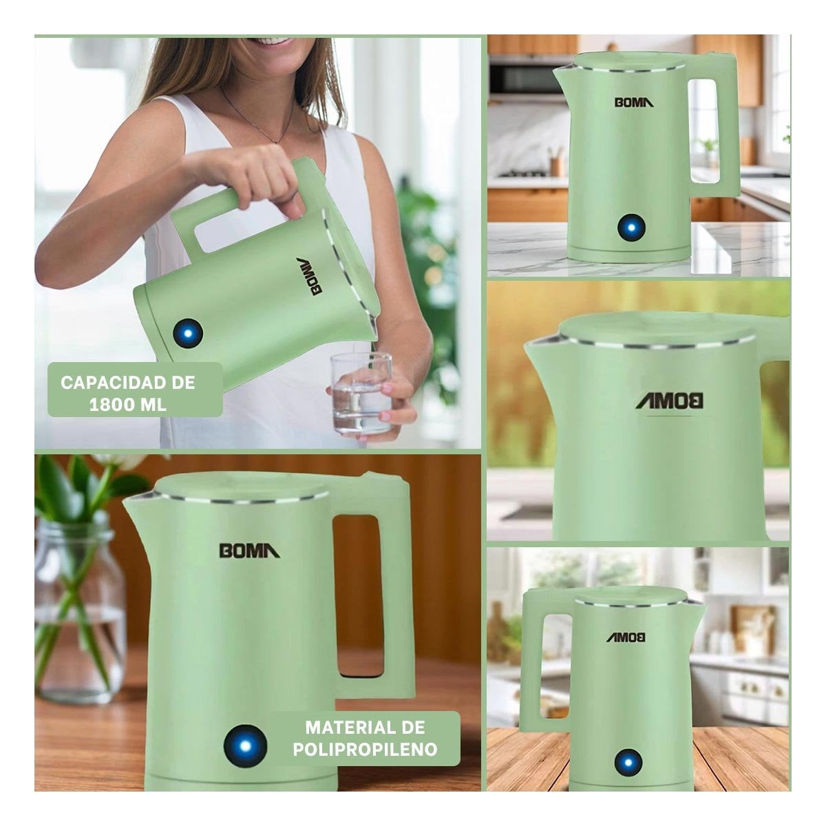 DISPENSADOR DE AGUA ELECTRICO 1800ML VERDE BOMA TECNOLOGIA MODERNA Y POTENTE YLIGAS REGALO - 1