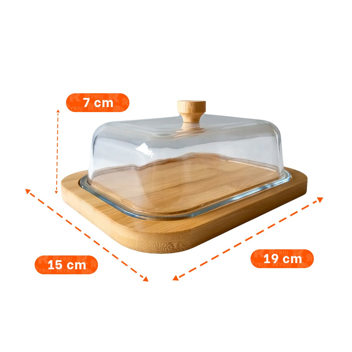 BASE DE MADERA CON MANTEQUILLA Y TAPA TRANSPARENTE PARA GUARDAR Y SERVIR - 4